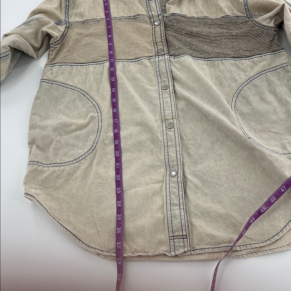 Free People Moto Color Block Shirt in Sand Jam small bikercore - Picture 8 of 13